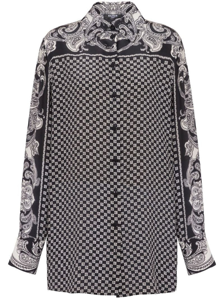 Black Paisley Silk Shirt