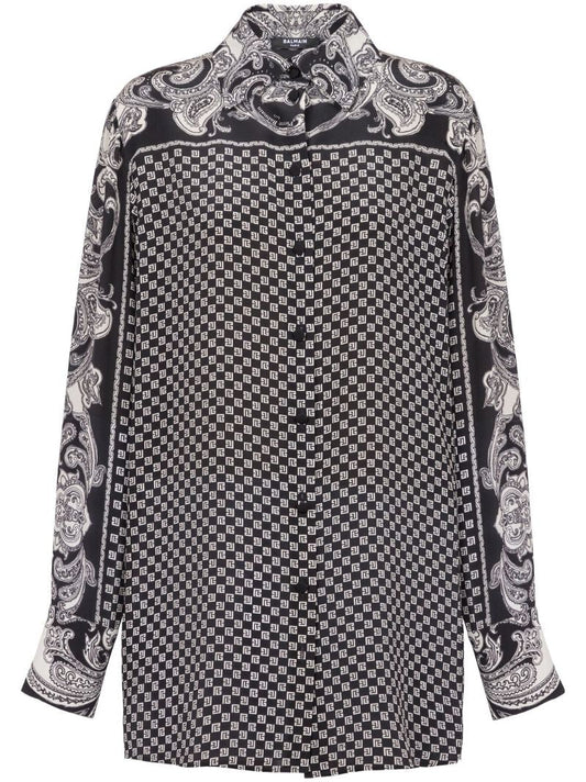 Black Paisley Silk Shirt