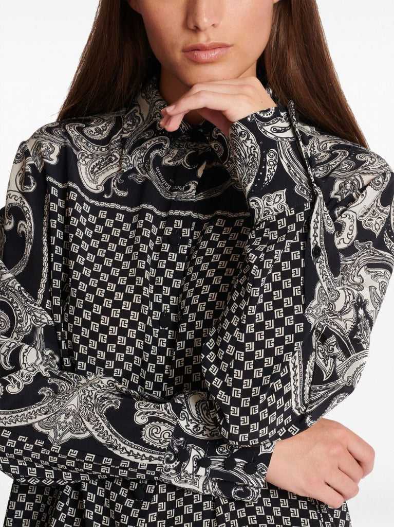 Black Paisley Silk Shirt