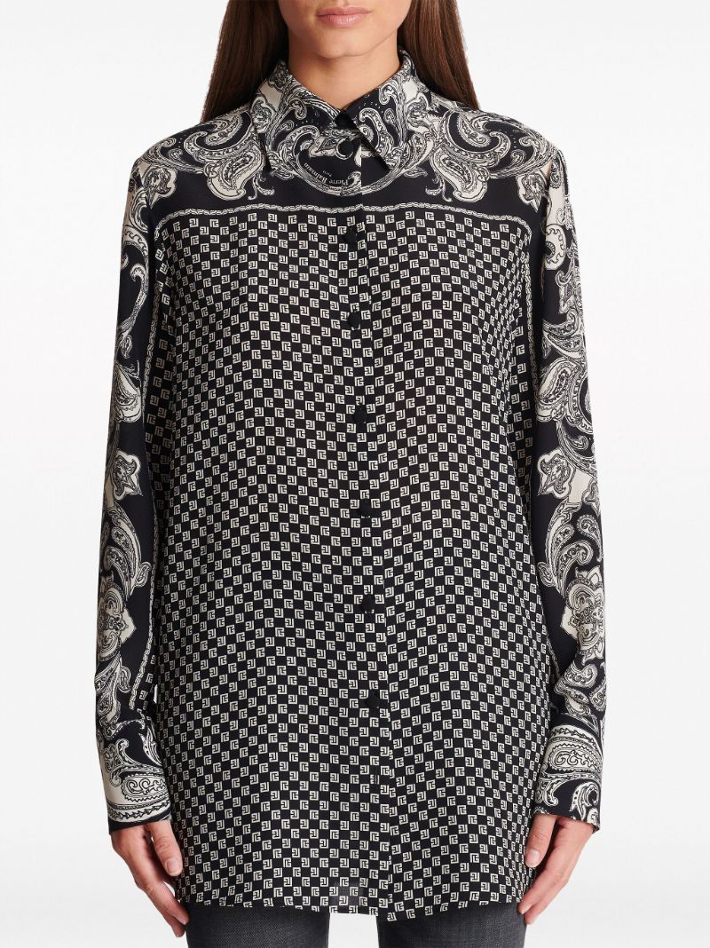 Black Paisley Silk Shirt