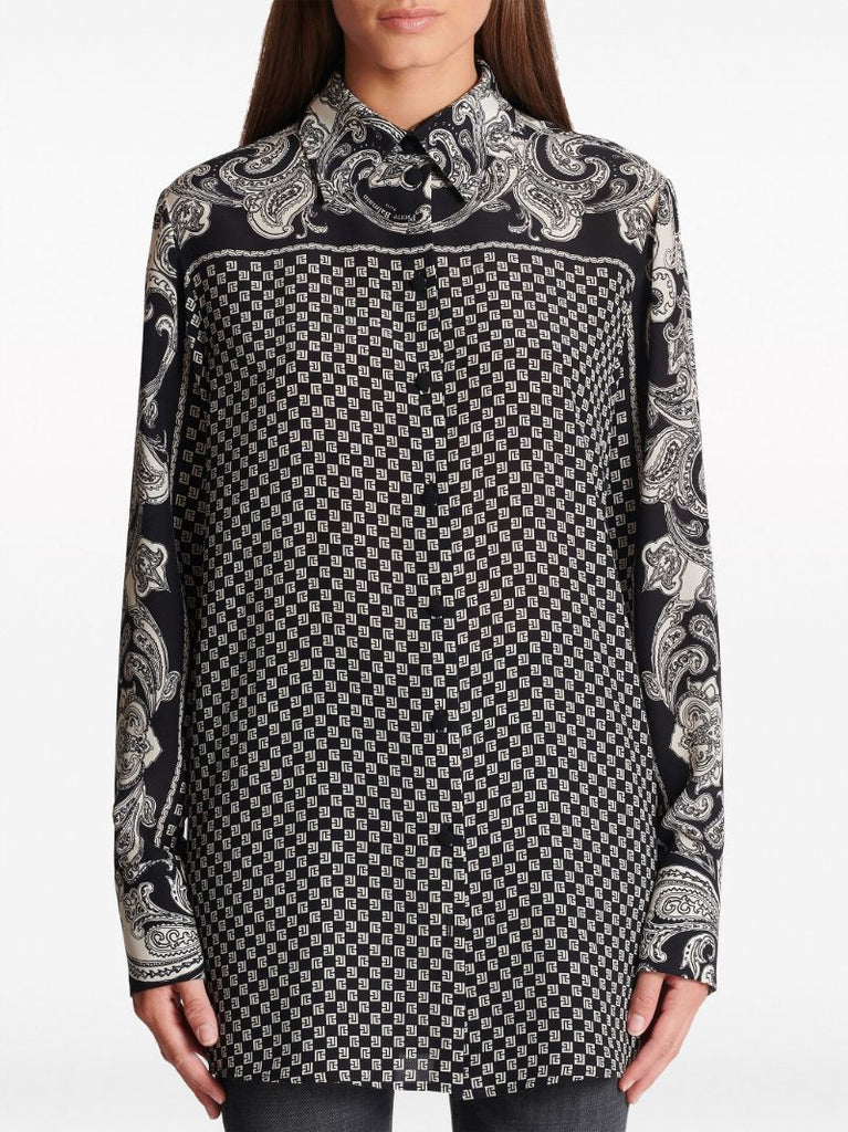 Black Paisley Silk Shirt
