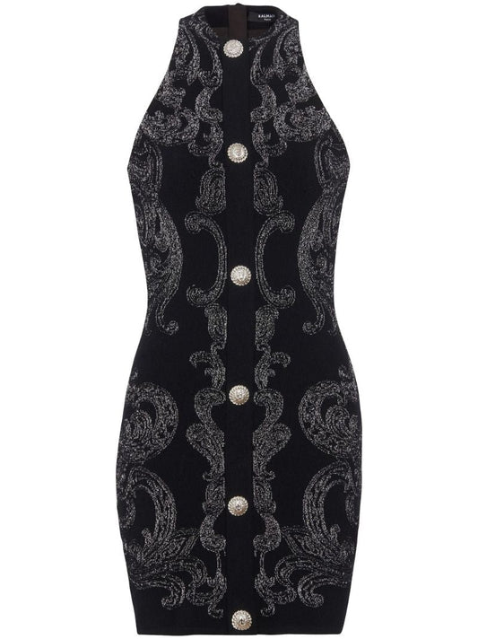 Black Glitter Halterneck Dress