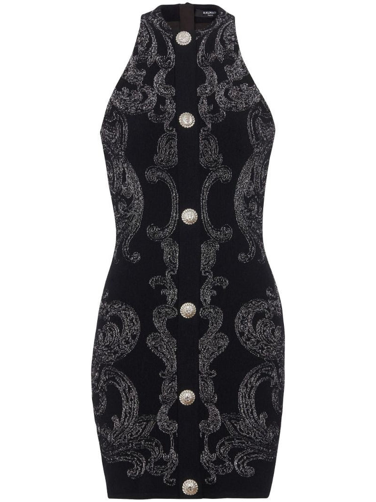 Black Glitter Halterneck Dress