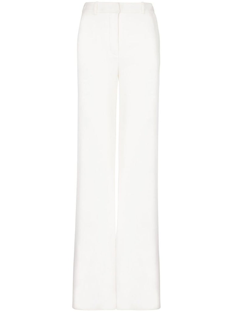White High-waist Crepe Trousers