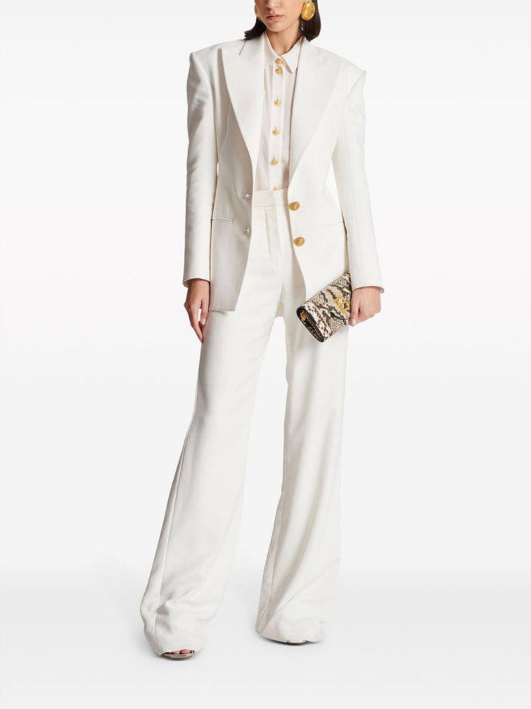 White High-waist Crepe Trousers