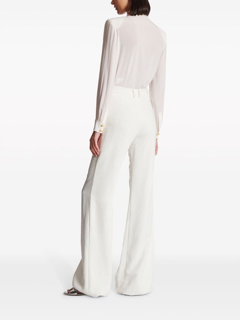 White High-waist Crepe Trousers