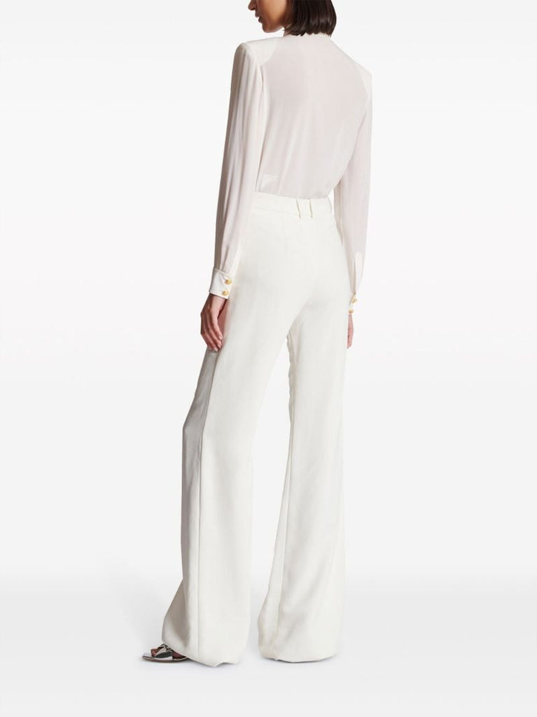 White High-waist Crepe Trousers