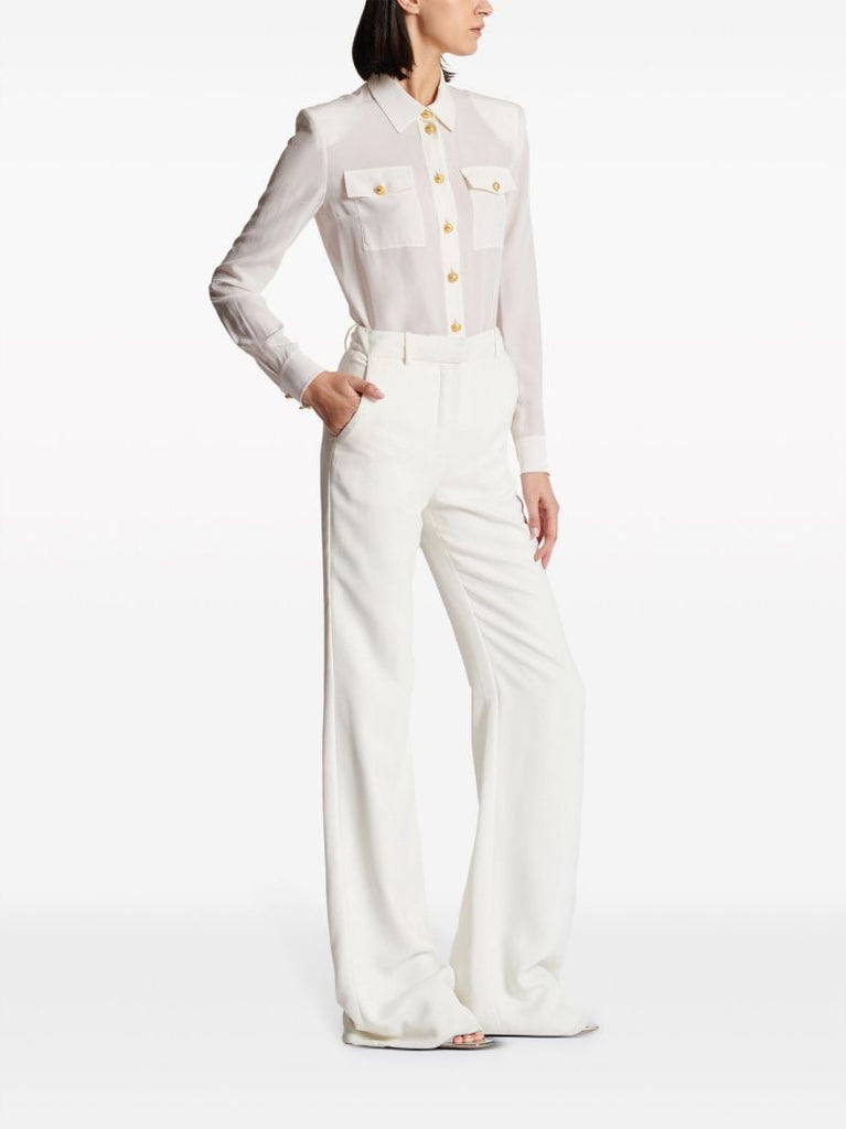 White High-waist Crepe Trousers