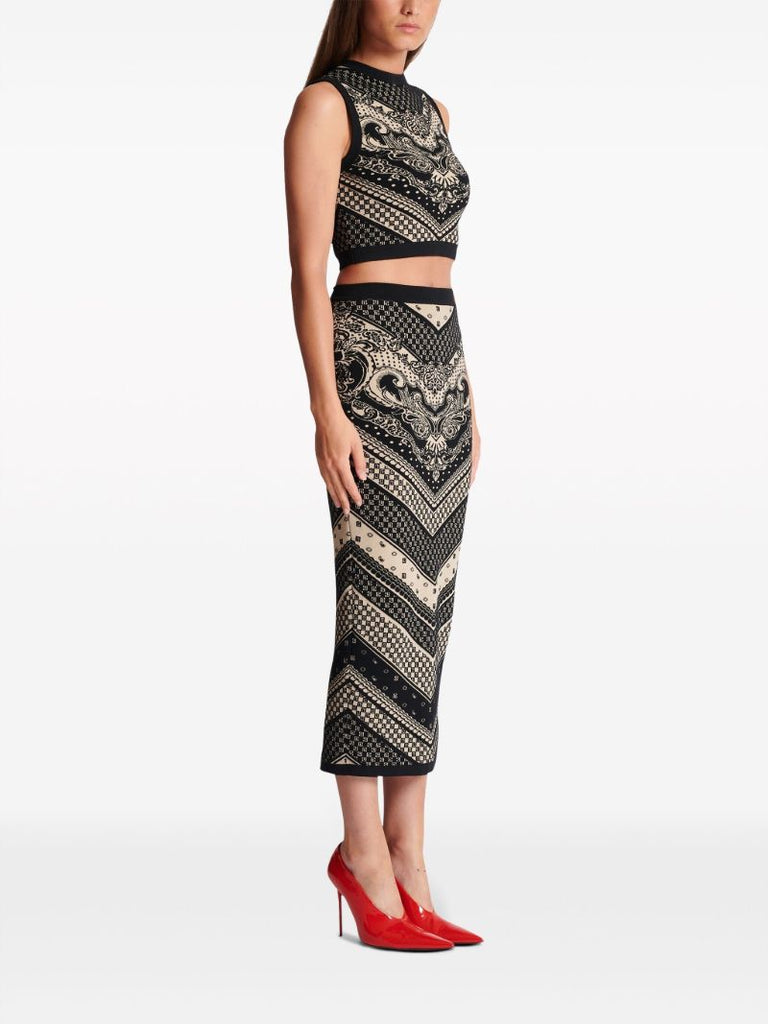 Black Intarsia Knit Vest