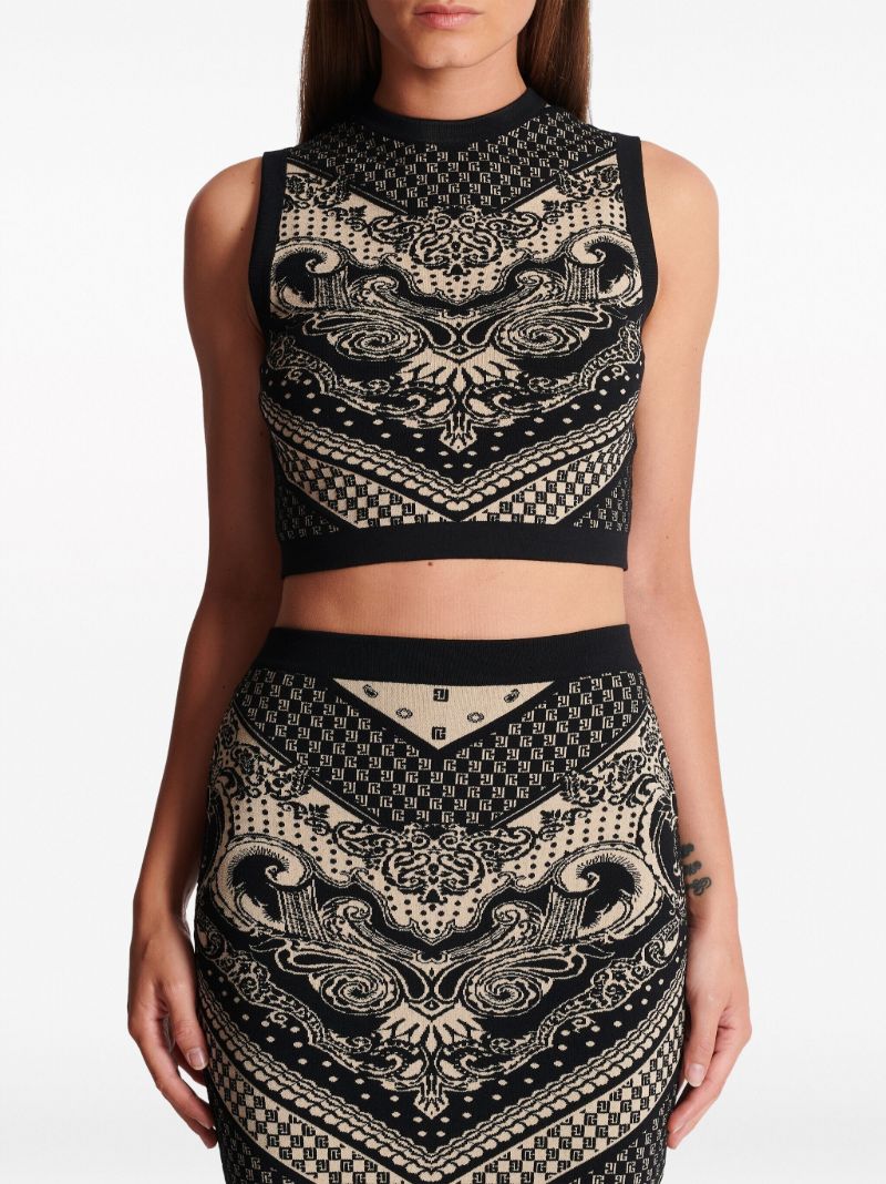 Black Intarsia Knit Vest