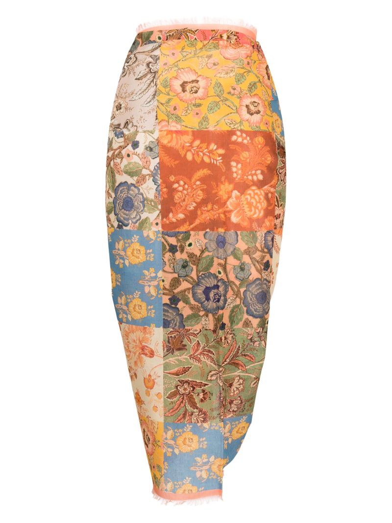 Orange Floral-print Cotton Pareo