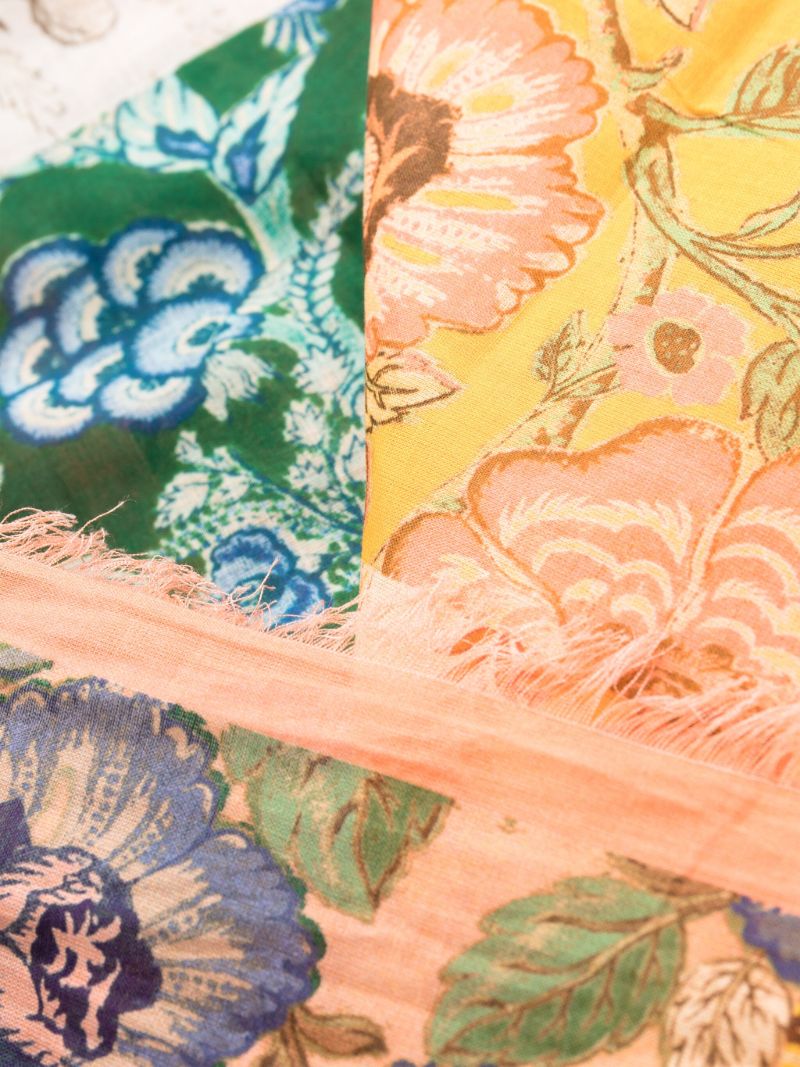 Orange Floral-print Cotton Pareo