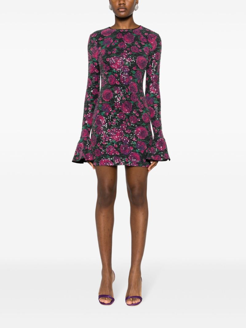 Purple Sequin-embellished Mini Dress