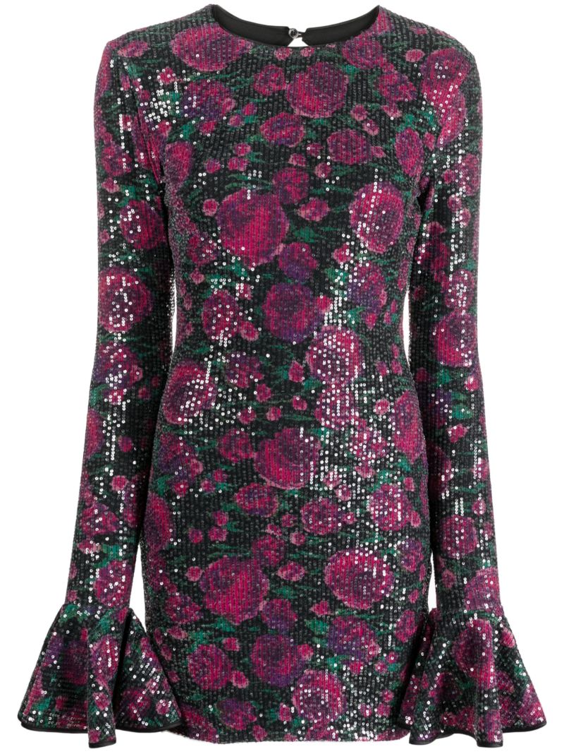 Purple Sequin-embellished Mini Dress