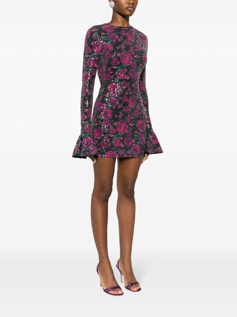Purple Sequin-embellished Mini Dress