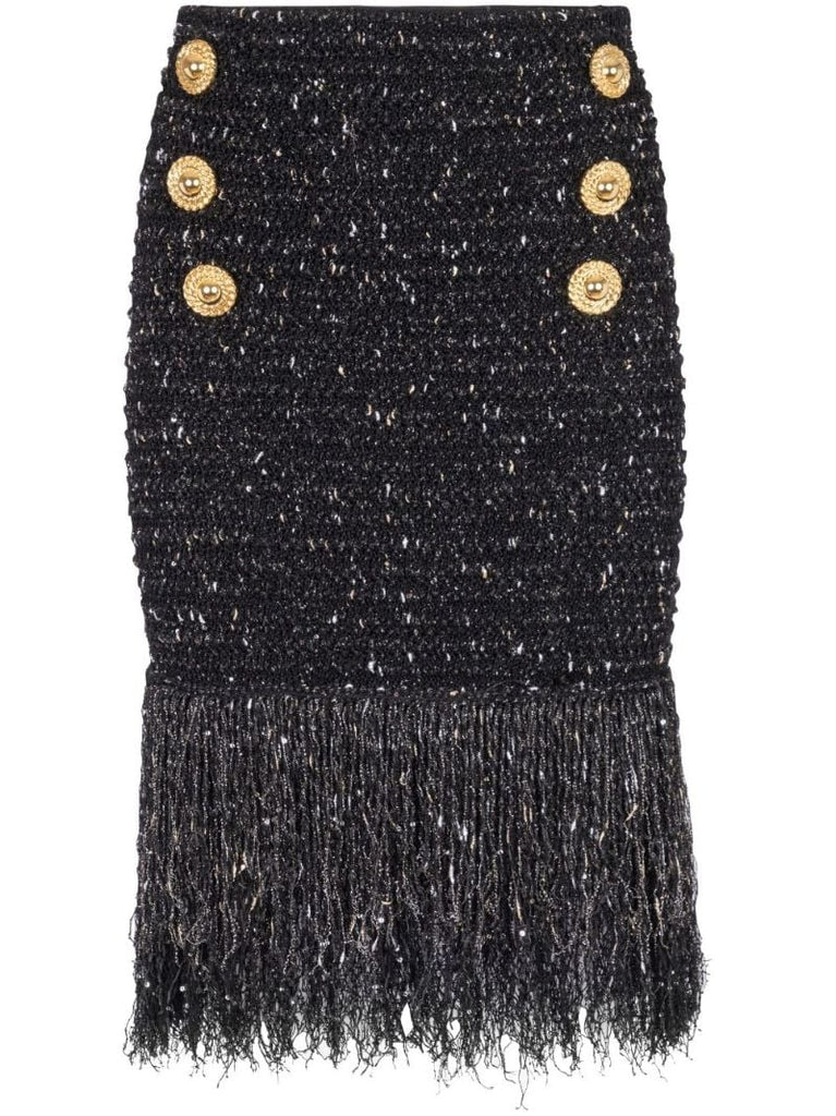 Black Tweed Midi Skirt