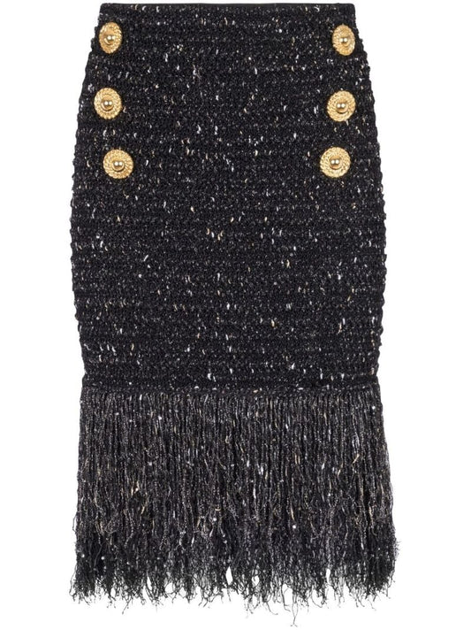 Black Tweed Midi Skirt