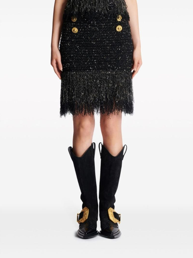 Black Tweed Midi Skirt