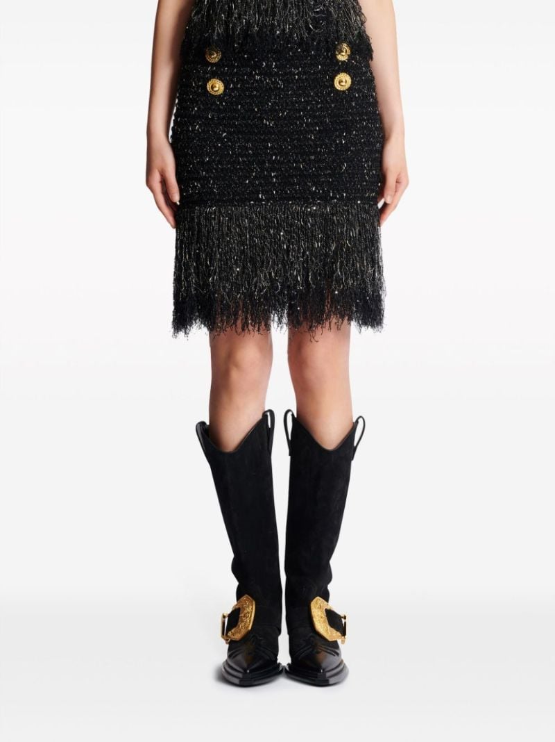 Black Tweed Midi Skirt