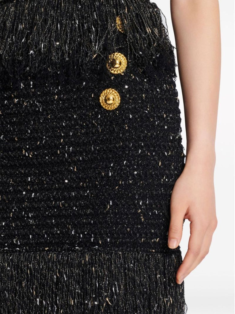 Black Tweed Midi Skirt