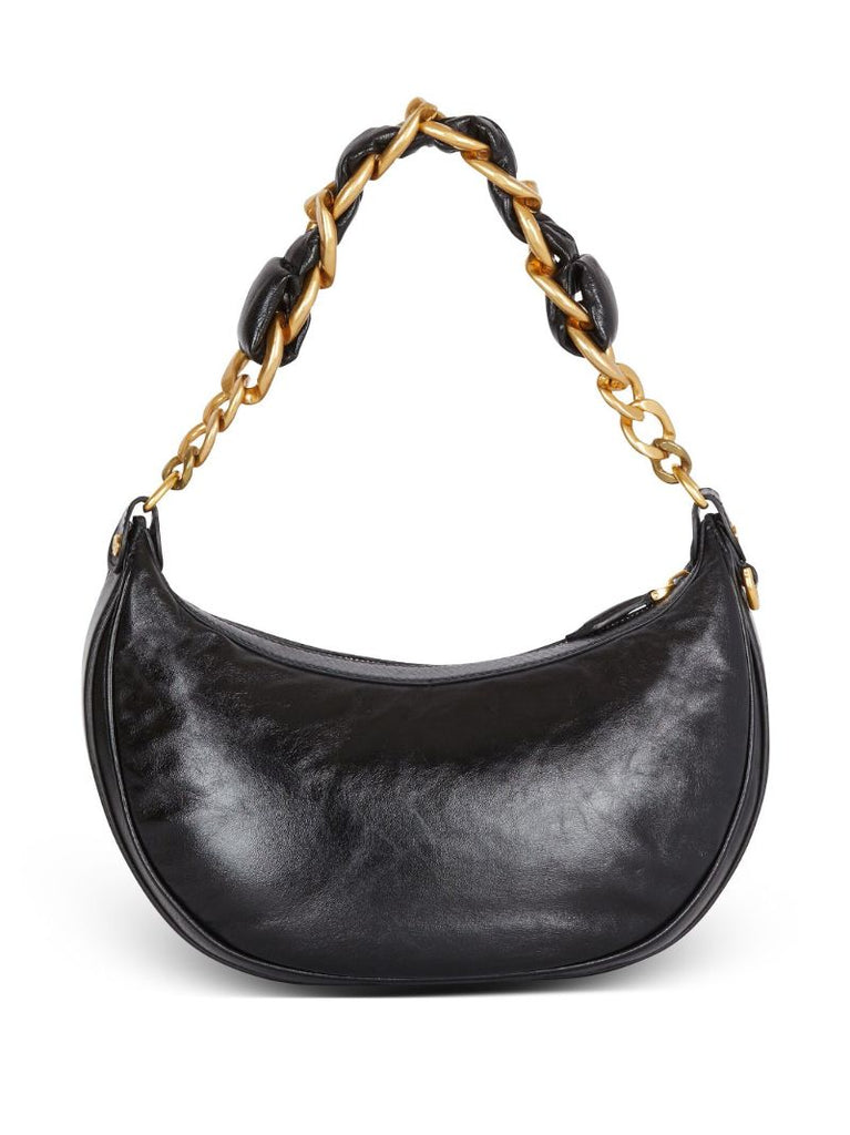Black 1945 Soft Crinkled Leather Shoulder Bag