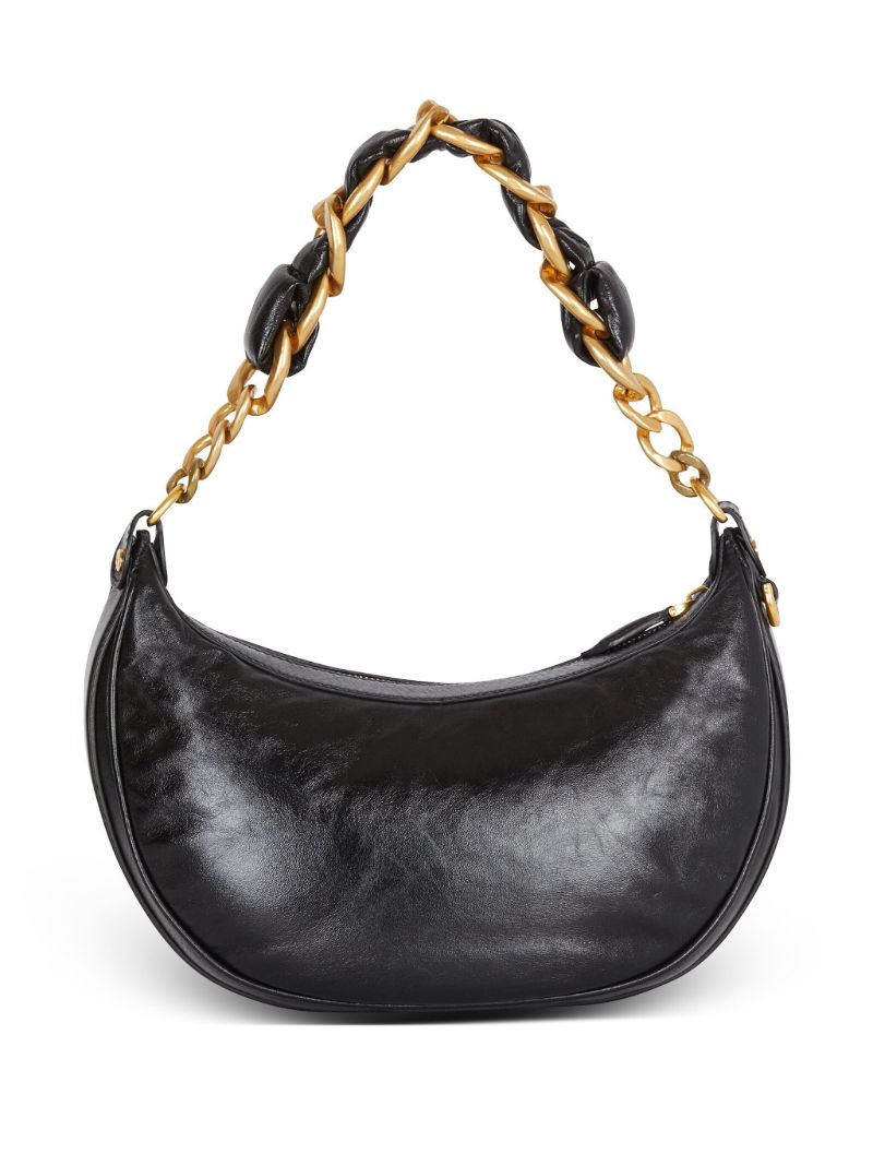 Black 1945 Soft Crinkled Leather Shoulder Bag