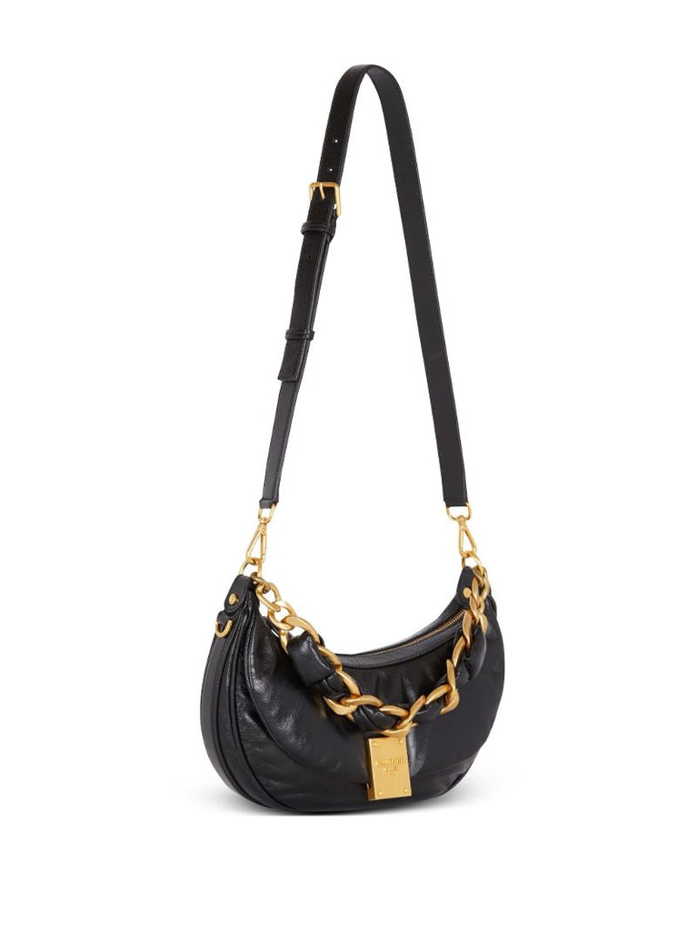 Black 1945 Soft Crinkled Leather Shoulder Bag