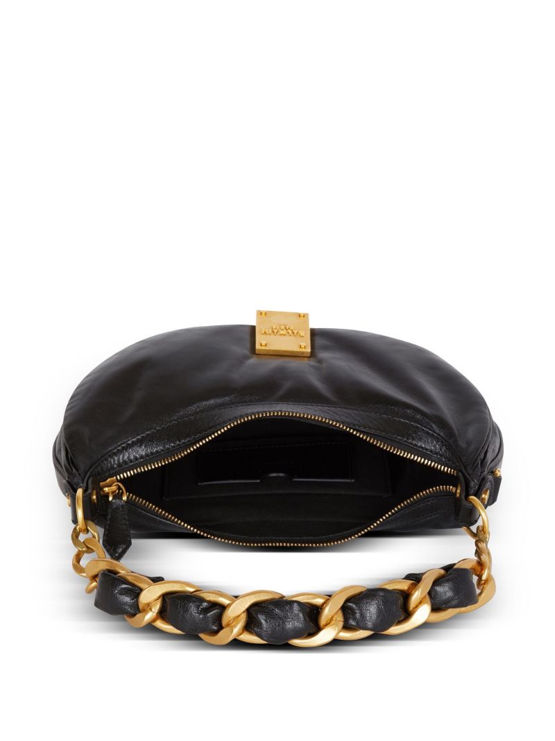 Black 1945 Soft Crinkled Leather Shoulder Bag