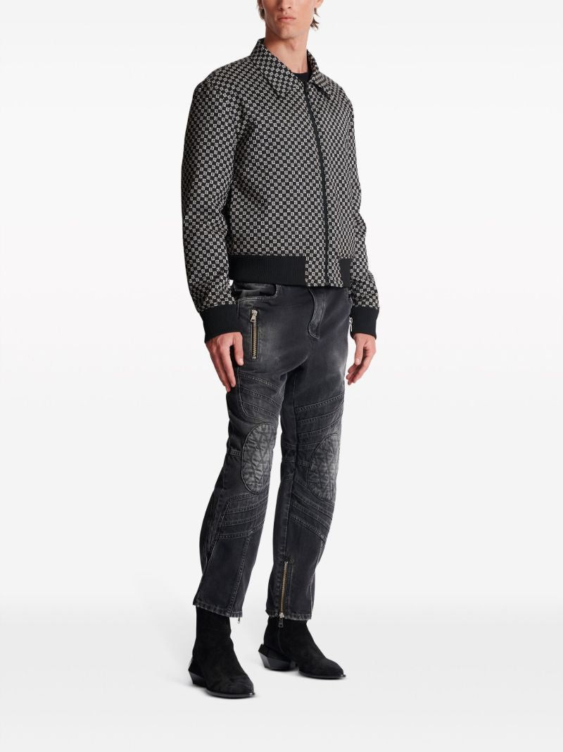 Black Monogram-print Bomber Jacket