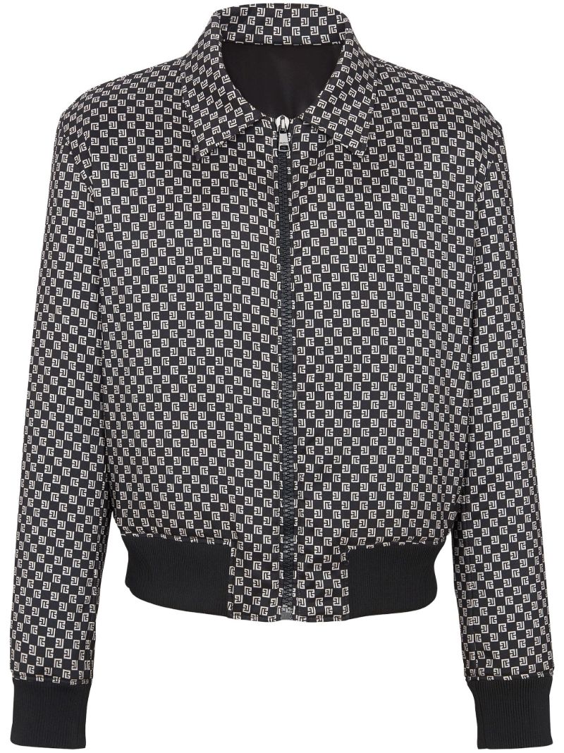 Black Monogram-print Bomber Jacket