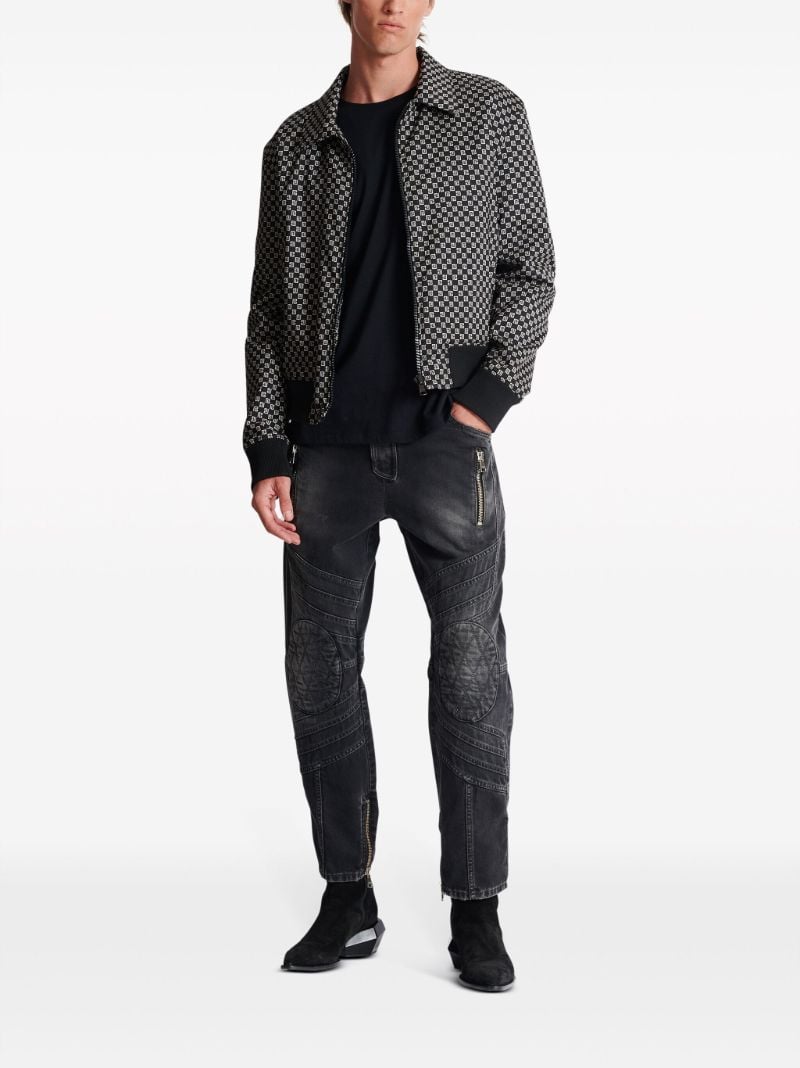 Black Monogram-print Bomber Jacket
