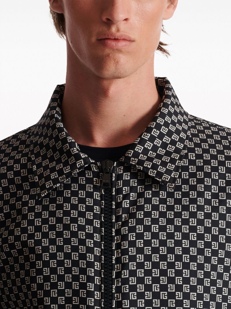 Black Monogram-print Bomber Jacket