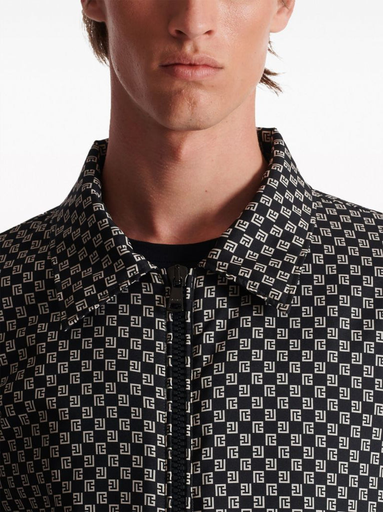 Black Monogram-print Bomber Jacket