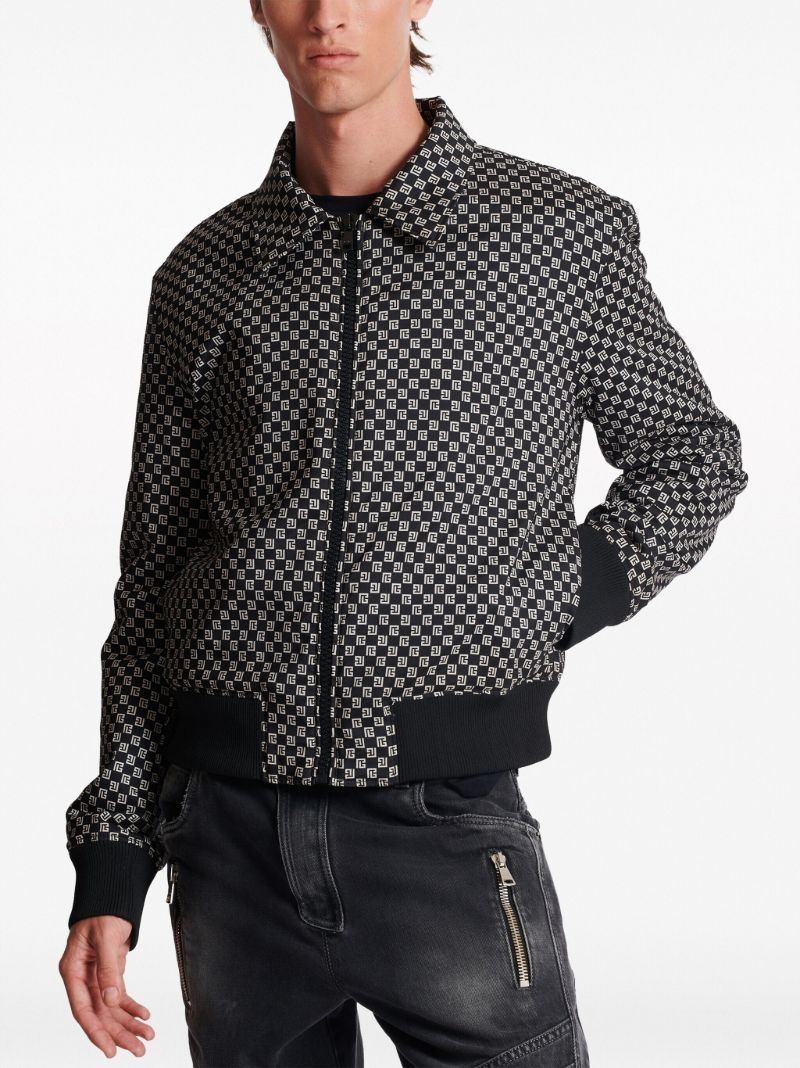 Black Monogram-print Bomber Jacket