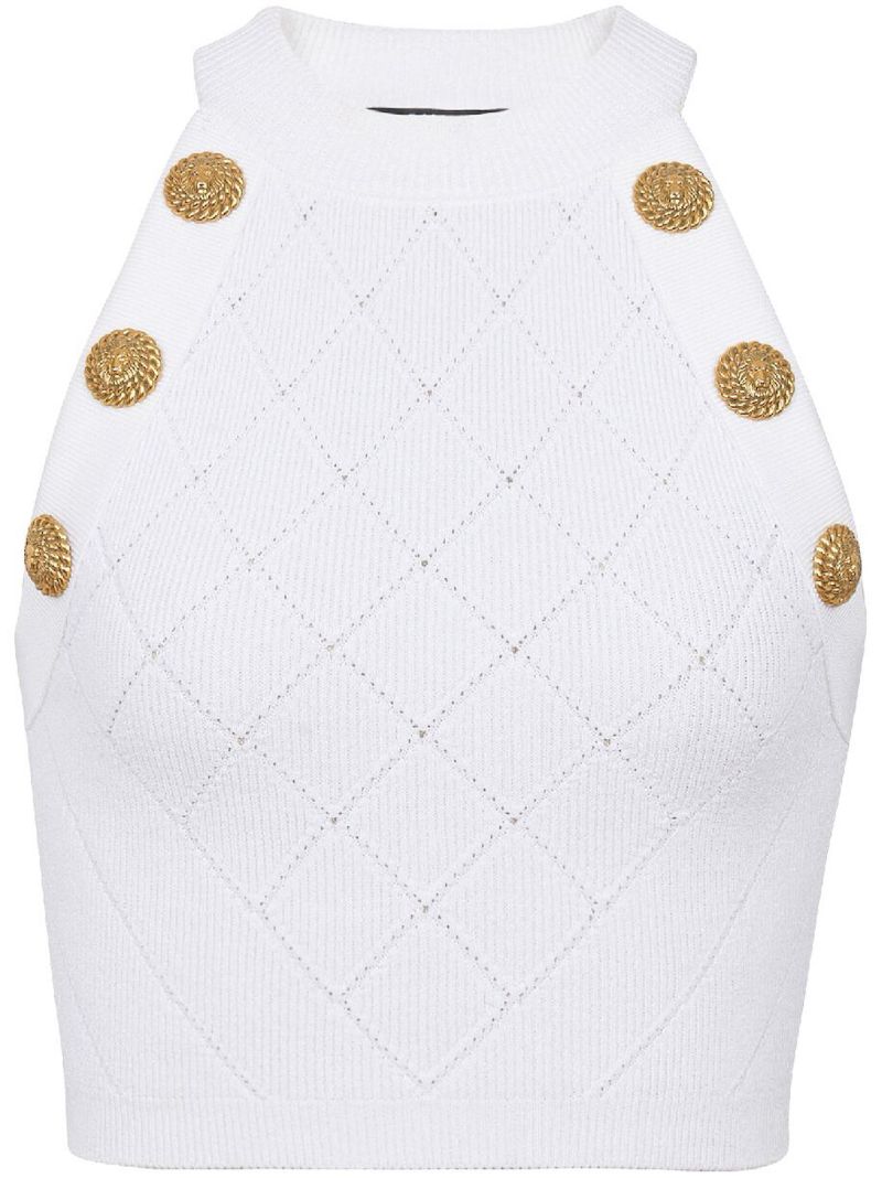 White Buttoned Knit Top