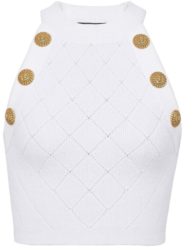 White Buttoned Knit Top