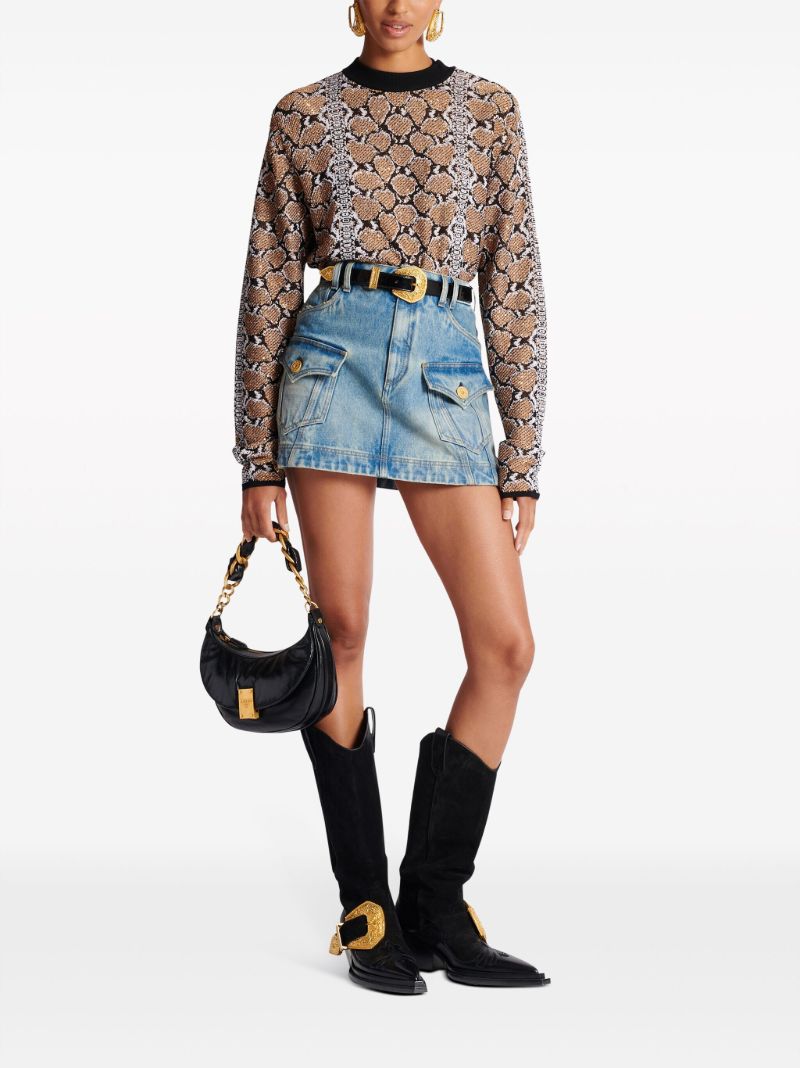 Blue A-line Denim Skirt