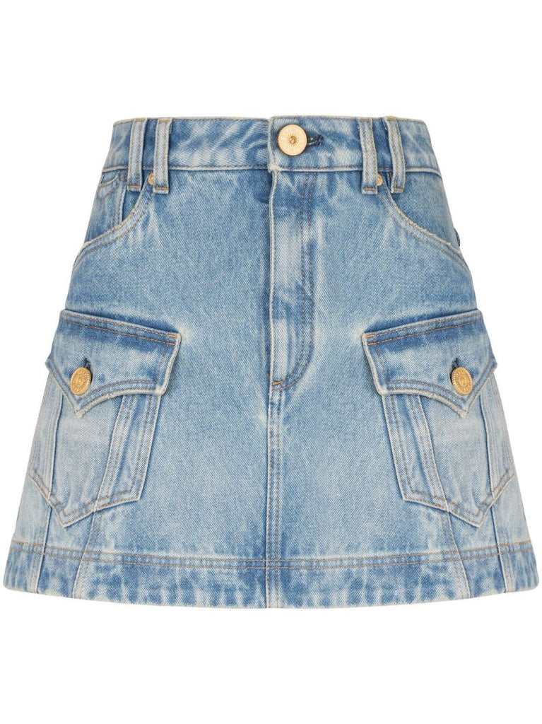 Blue A-line Denim Skirt