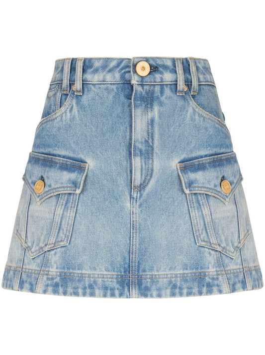 Blue A-line Denim Skirt