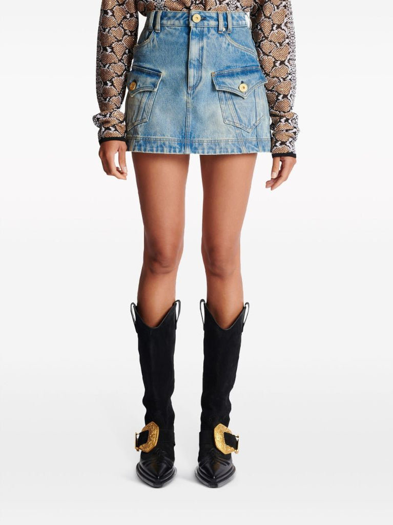 Blue A-line Denim Skirt
