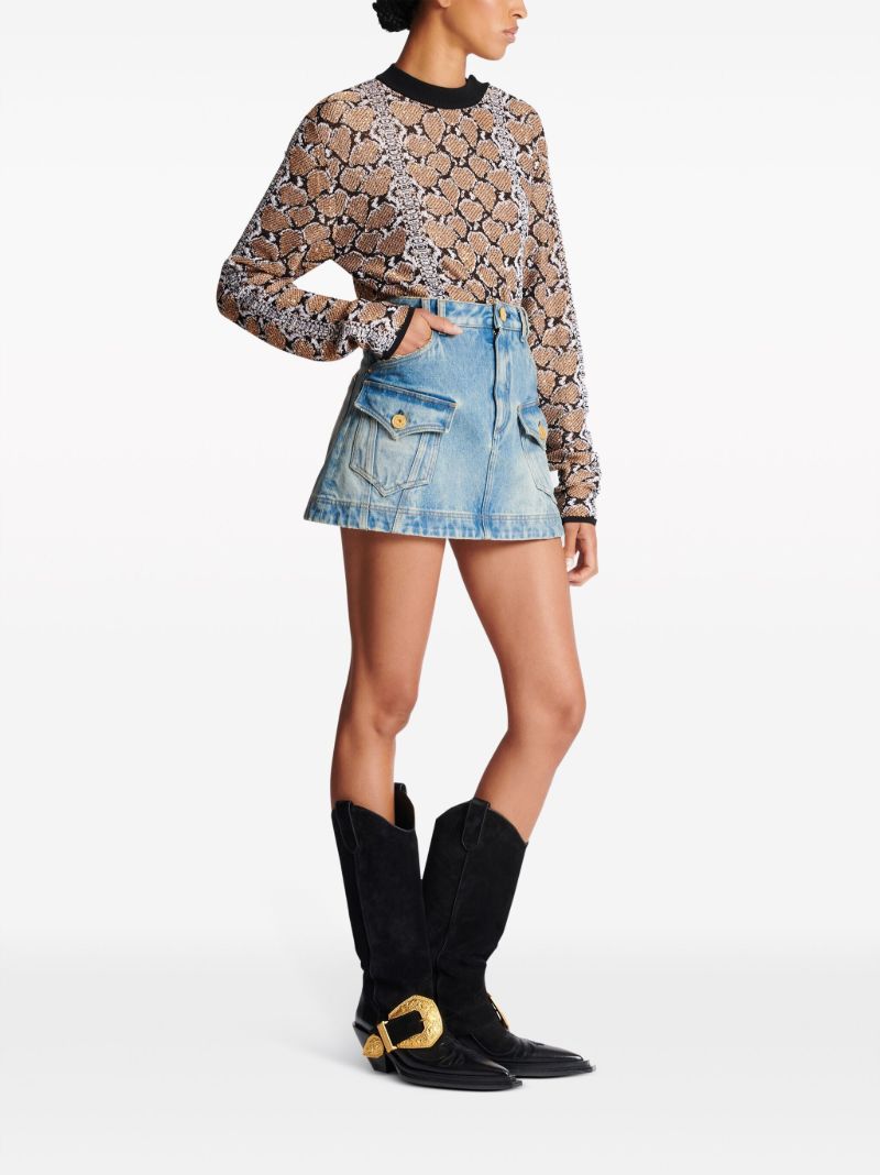 Blue A-line Denim Skirt