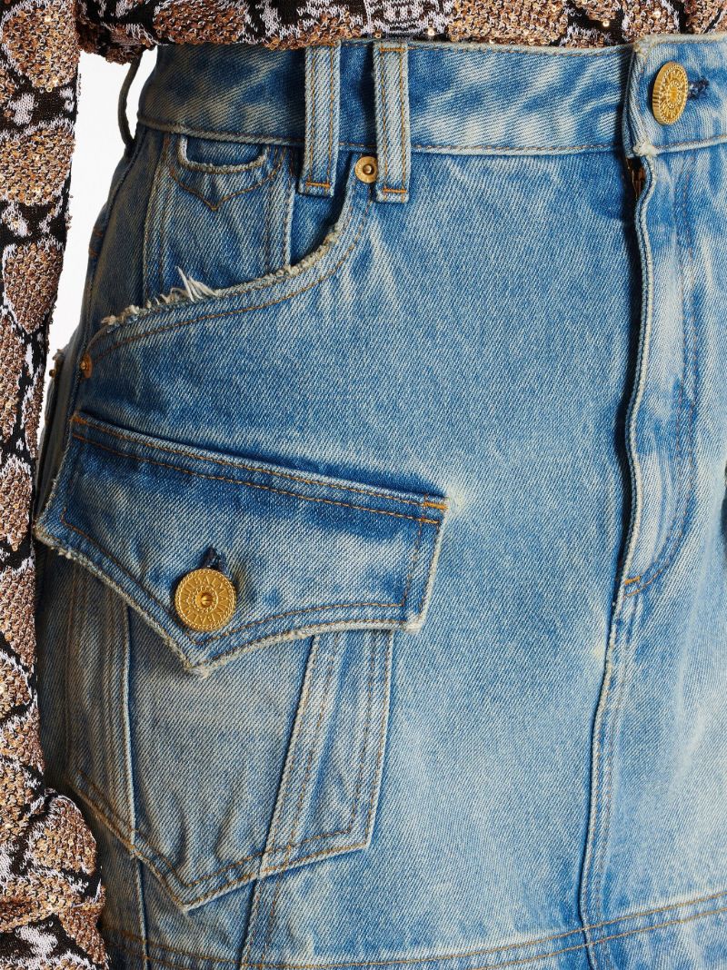 Blue A-line Denim Skirt