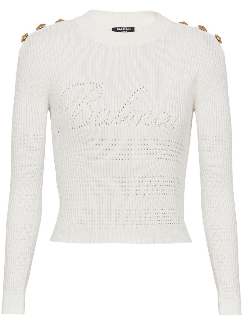 White Signature Logo Sweater