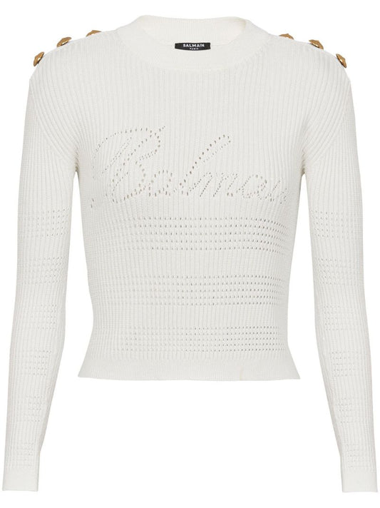 White Signature Logo Sweater