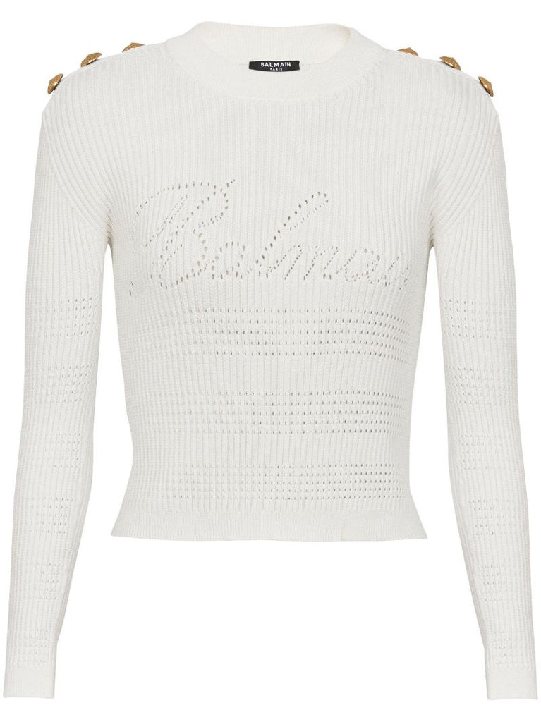White Signature Logo Sweater