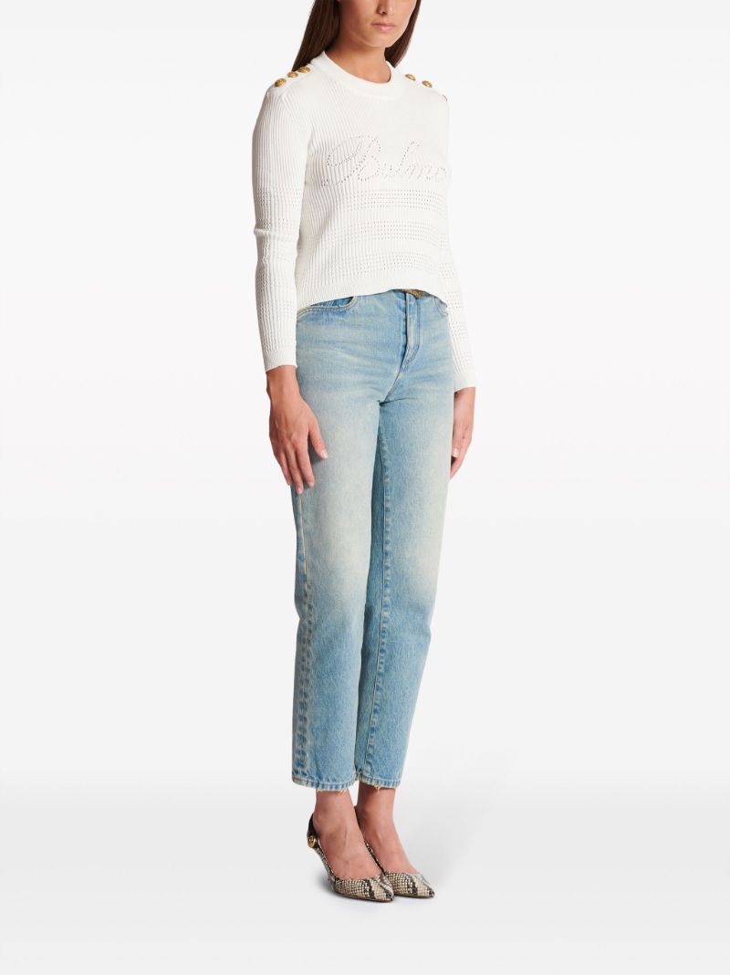 White Signature Logo Sweater