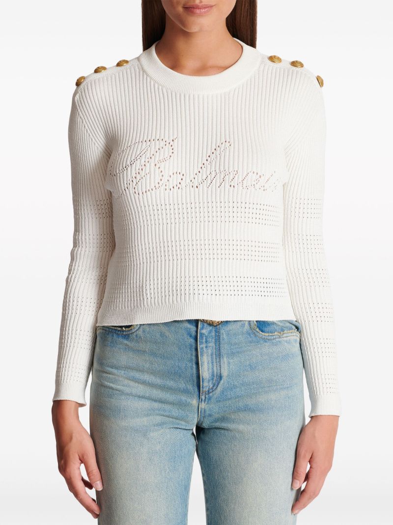 White Signature Logo Sweater