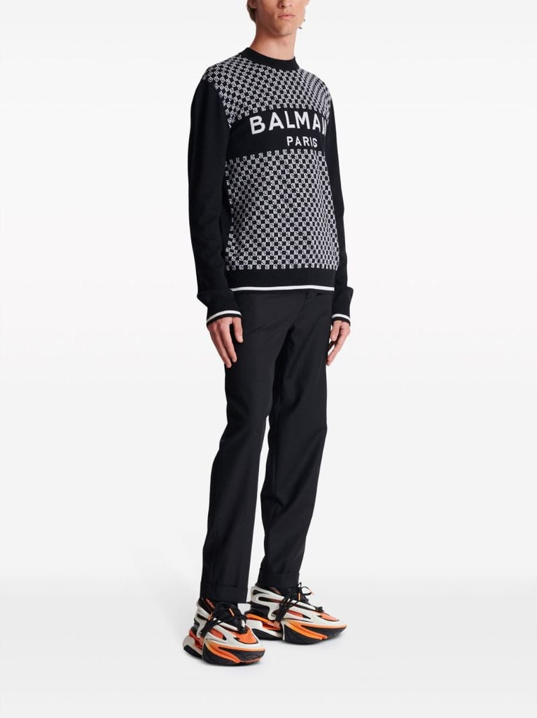 Black Monogram-pattern Wool Sweater