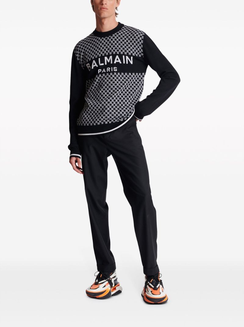 Black Monogram-pattern Wool Sweater