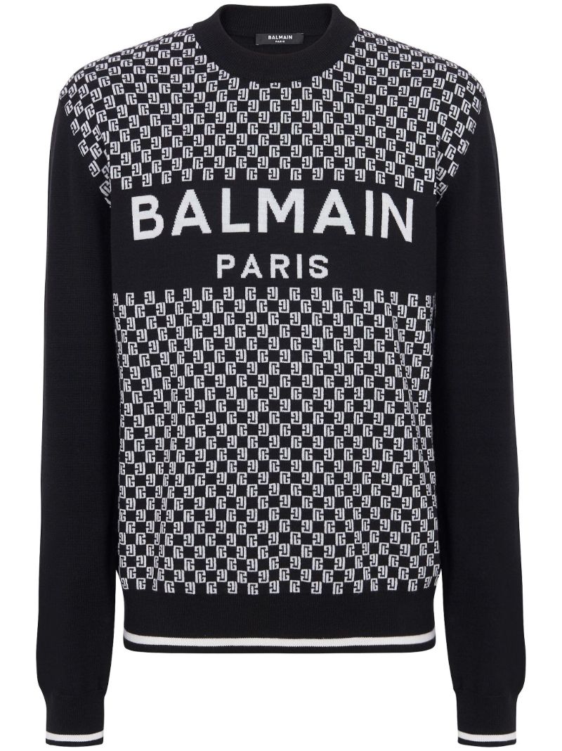 Black Monogram-pattern Wool Sweater